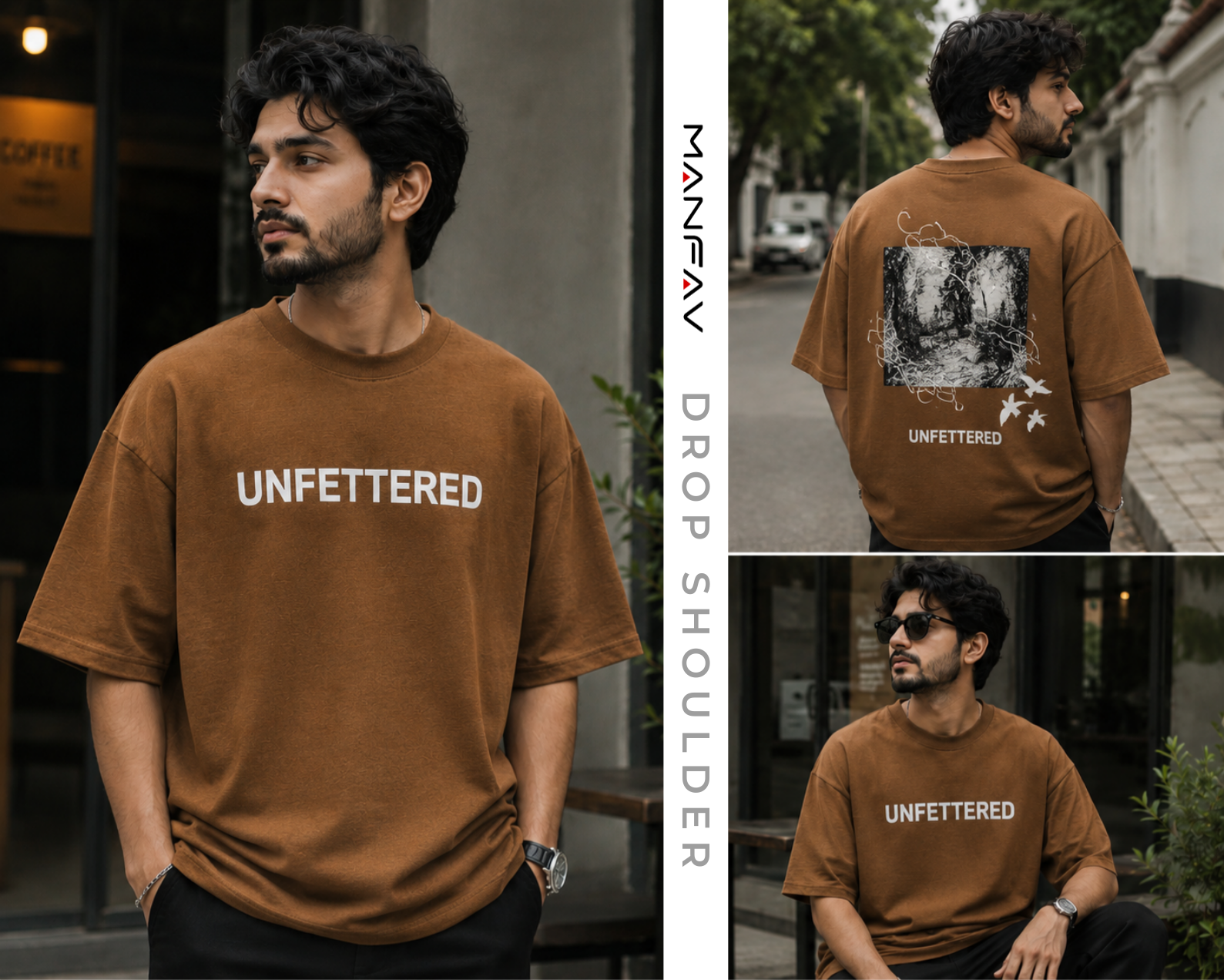 Drop Shoulder T-Shirt for men | Coffe